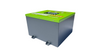 Close-up of a NUEPower battery with green top and grey body