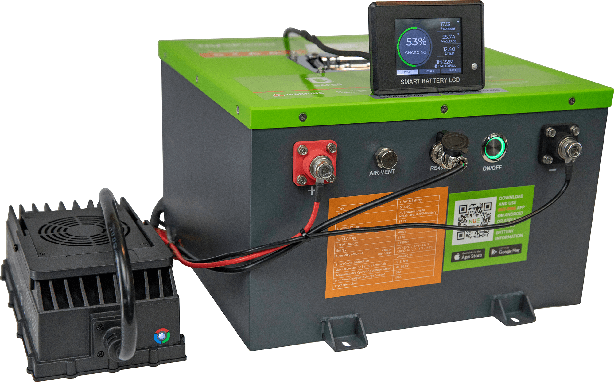 NUEPower™ 48V 52Ah Metal Case Battery and Charger Package