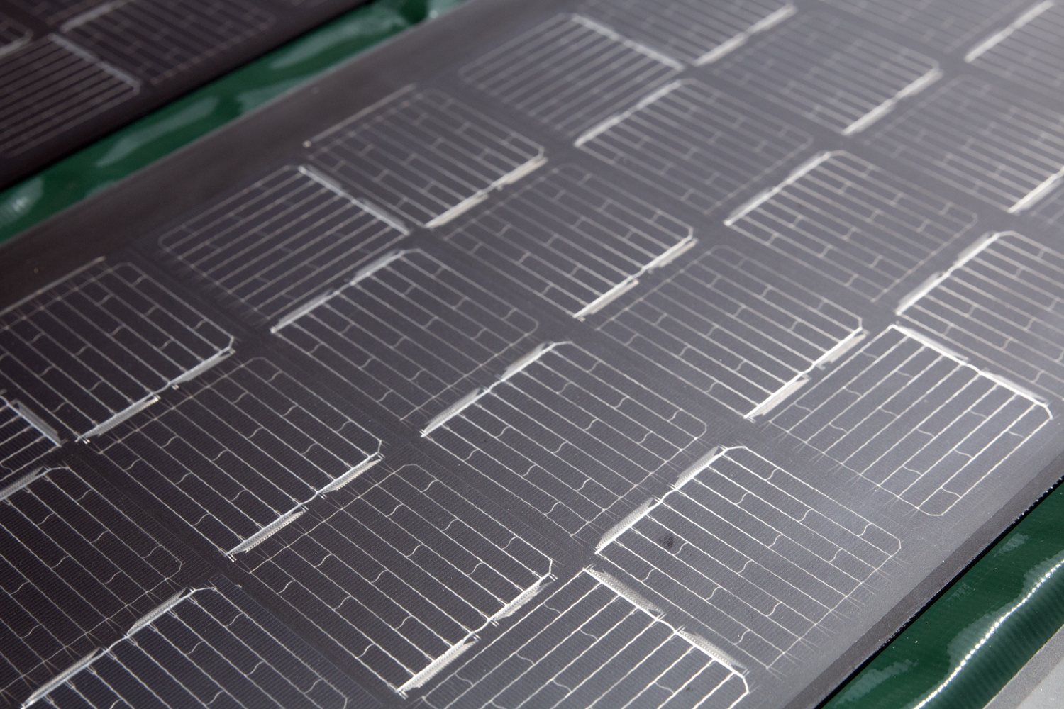 Close-up of solar panel cells.