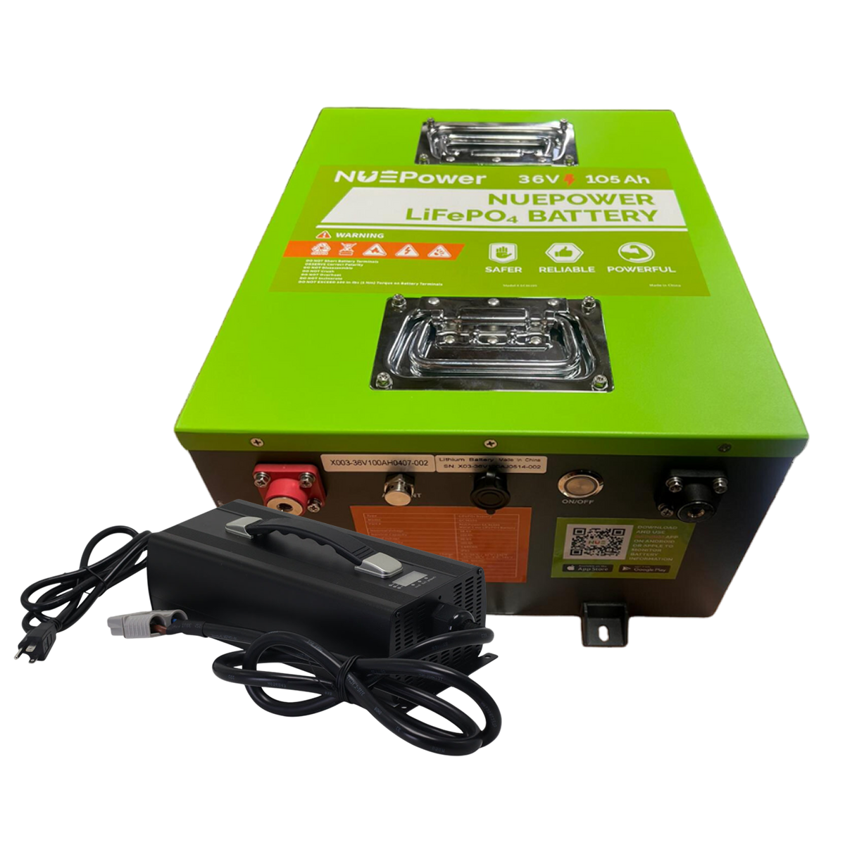 NUEPower™ 36V 105Ah Metal Case Battery and Charger Package